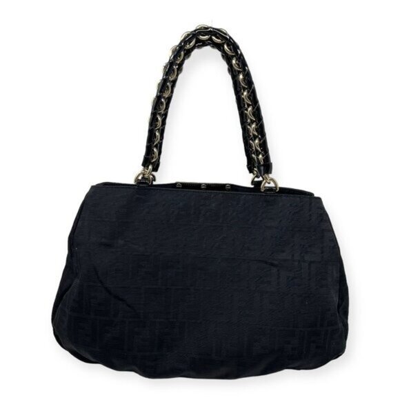 Fendi Large Zucca Black Canvas Monogram Mia Shoulder Bag - Picture 6 of 16